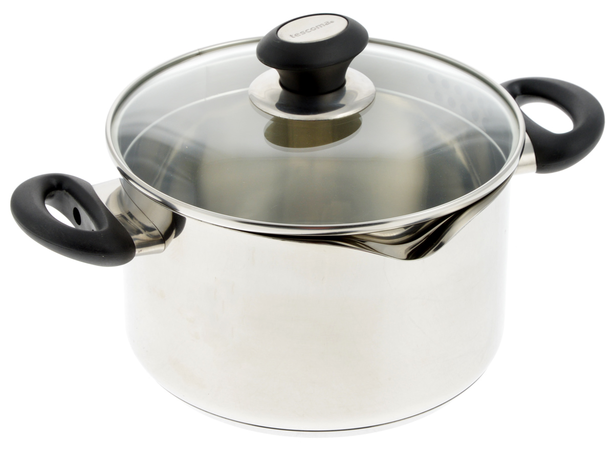 Кастрюля Tescoma Presto с крышкой, 3,5 л728120 Кастрюля Tescoma Presto с крышкой, 3,5 л728120Кастрюля Tescoma Presto, изготовленная из высококачественной нержавеющей стали 18/10, снабжена толстым многослойным дном, что значительно снижает вероятность пригорания пищи. Внешняя поверхность кастрюли оформлена зеркальной полировкой. Изделие оснащено удобными ручками из прочного бакелита. Крышка кастрюли изготовлена из жаропрочного стекла и оснащена ободком из нержавеющей стали, удобной ручкой и отверстиями для удобного процеживания и выпуска пара. Кастрюля снабжена измерительной шкалой и носиками для слива с двух сторон. Кастрюля Tescoma Presto - это идеальный подарок для современных хозяек, которые следят за своим здоровьем и здоровьем своей семьи. Эргономичный дизайн и функциональность позволят вам наслаждаться процессом приготовления любимых и полезных для здоровья блюд. Подходит для газовых, электрических, стеклокерамических, индукционных плит. Можно мыть в посудомоечной машине. Диаметр: 20 см. Ширина кастрюли...