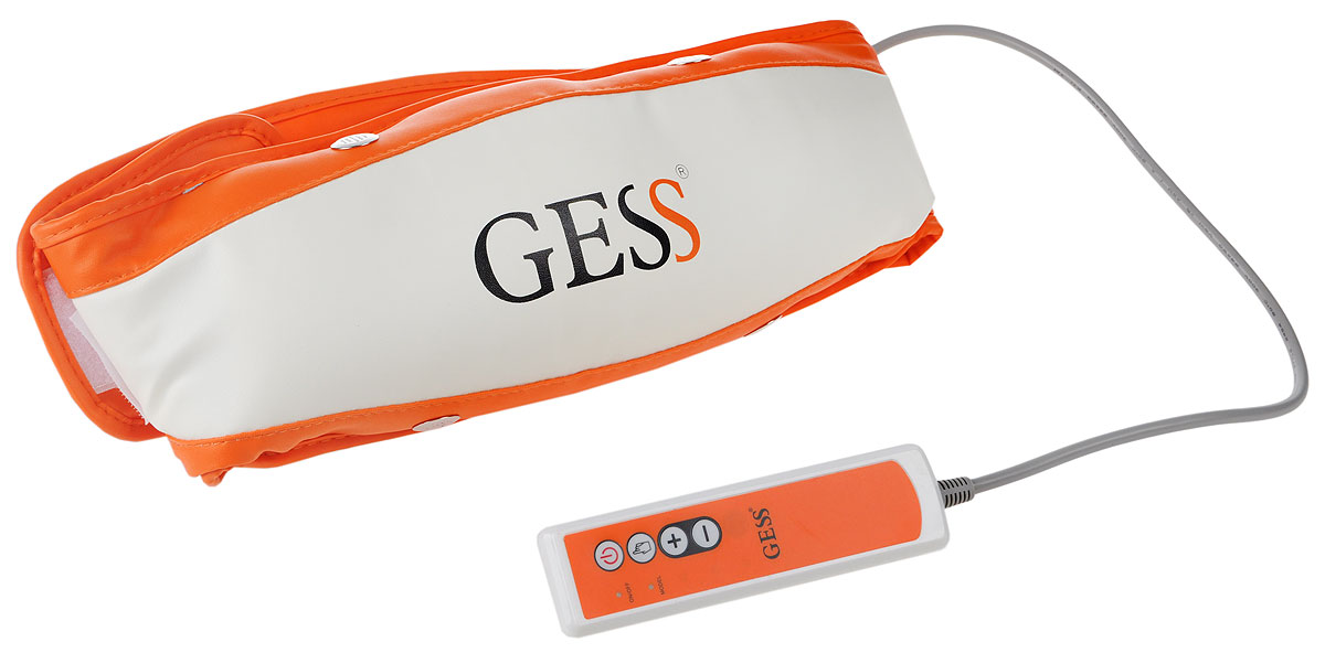 Gess Пояс массажный Slimness725_бежевый, черный Gess Пояс массажный Slimness725_бежевый, черныйМассажный пояс Gess Slimness имеет удобный пульт управления, полезные автоматические программы и специальную удлиняющую ленту! Вас также порадует наличие удобной сумки для хранения и перевозки пояса. Способ использования: Оберните пояс вокруг проблемного участка тела, зафиксируйте его при помощи застежки. Подключите к поясу адаптер и включите в розетку. Пультом управления включите пояс и выберите подходящую интенсивность массажа или включите автоматический режим.Комплектация: - вибрационный пояс (длина 102 см);- адаптер переменного/постоянного тока;- пульт дистанционного управления;- штепсель;- шнур питания (длина 44 см.)
