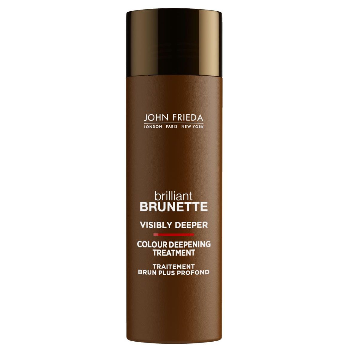 John Frieda Средство для создания насыщенного и глубокого цвета темных волос Brilliant Brunette VISIBLY DEEPER 150 млБ33041_шампунь-барбарис и липа, скраб -черная смородина John Frieda Средство для создания насыщенного и глубокого цвета темных волос Brilliant Brunette VISIBLY DEEPER 150 млБ33041_шампунь-барбарис и липа, скраб -черная смородинаЭффект более глубокого и темного цвета за одно применение. Придает волосам дополнительный темный и насыщенный оттенок. Всего за 5 минут средство для создания насыщенного и глубокого цвета Visibly Deeper дарит волосам более интенсивный, сияющий темный оттенок.