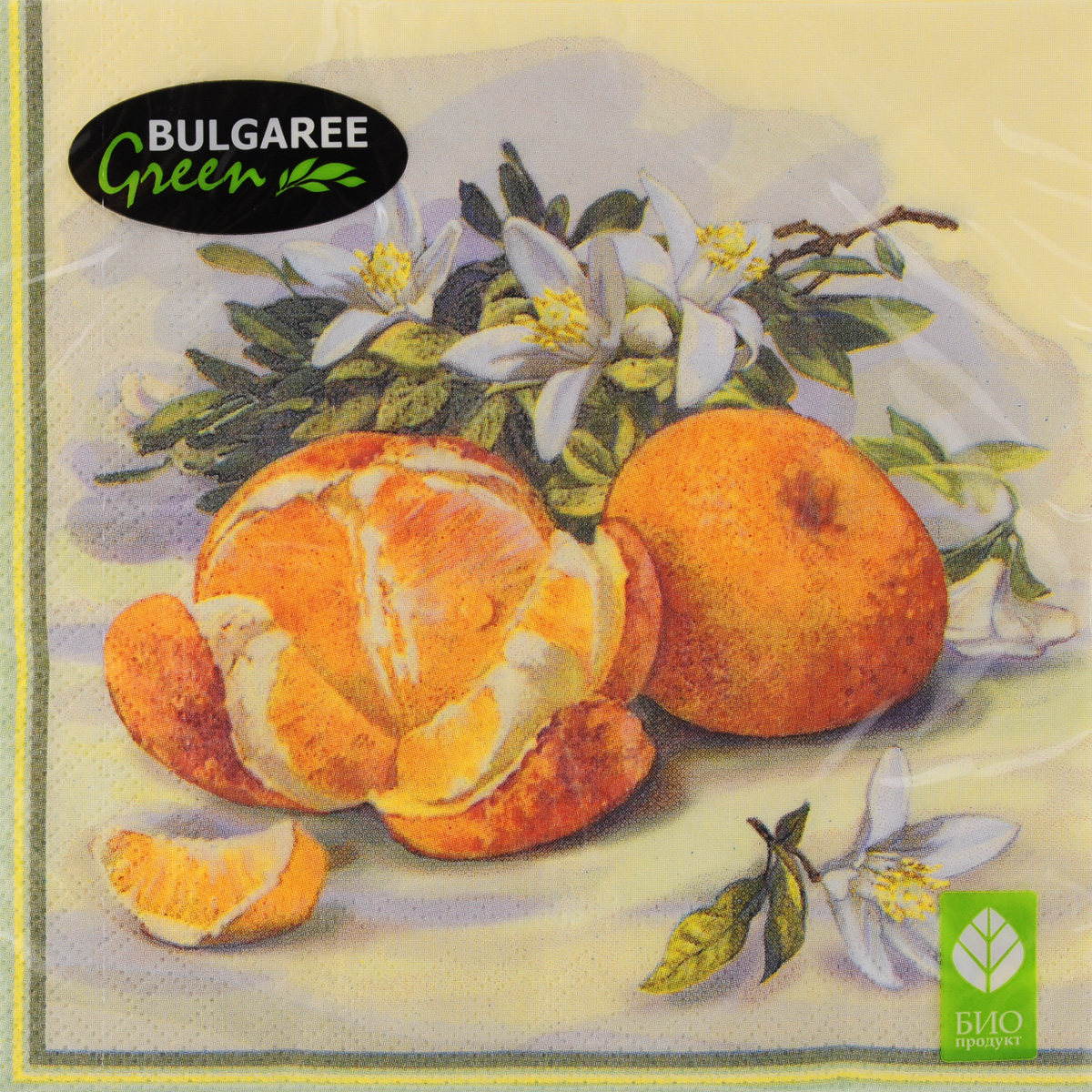 Салфетки бумажные Bulgaree Green Апельсины, трехслойные, 33 х 33 см, 20 шт1001989 Салфетки бумажные Bulgaree Green Апельсины, трехслойные, 33 х 33 см, 20 шт1001989Декоративные трехслойные салфетки Bulgaree Green Апельсины выполнены из 100% целлюлозы европейского качества и оформлены ярким рисунком. Изделия станут отличным дополнением любого праздничного стола. Они отличаются необычной мягкостью, прочностью и оригинальностью. Размер салфеток в развернутом виде: 33 х 33 см.