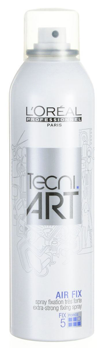LOreal Professionnel Tecni. art Fix Спрей моментальной супер сильной фиксации (фикс.5) 250 млE0613560 LOreal Professionnel Tecni. art Fix Спрей моментальной супер сильной фиксации (фикс.5) 250 млE0613560Эр Фикс – спрей сверхсильной моментальной фиксации сохраняет форму вашей прически при любой погоде, не склеивая и не утяжеляя текстуру волос. Ни мокрый снег, ни ливень вашим волосам теперь не страшны – они выглядят идеально. Благодаря комплексу Hi-Shine Resolution, входящему в состав спрея, ваши волосы сияют здоровьем! Вы наслаждаетесь мягким осенним солнышком, ваши волосы искрятся жемчужным блеском, а окружающие провожают вас восхищенными взглядами. В состав комплекса входит анионный полимер, обеспечивающий сверхсильную фиксацию прически. Комплекс также надежно защищает ваши волосы от вредного воздействия солнечных лучей благодаря содержащимся в нем УФ-фильтрам. Вам потребуется всего несколько минут в день для создания потрясающей авторской прически. Уровень фиксации: 5 (сверхсильная фиксация). Спрей подходит для любого типа волос.