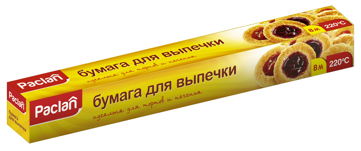 Бумага для выпечки Paclan, в коробке, 8 м х 38 см163301/400132 Бумага для выпечки Paclan, в коробке, 8 м х 38 см163301/400132Высококачественная- Силиконизированная с обеих сторон- Не требуется дополнительное смазывание жиром- Водонепроницаемая- Жиронепронецаемая- Жаростойкая- Для многократного использования- Идеально подходит для любого метода приготовления пищи
