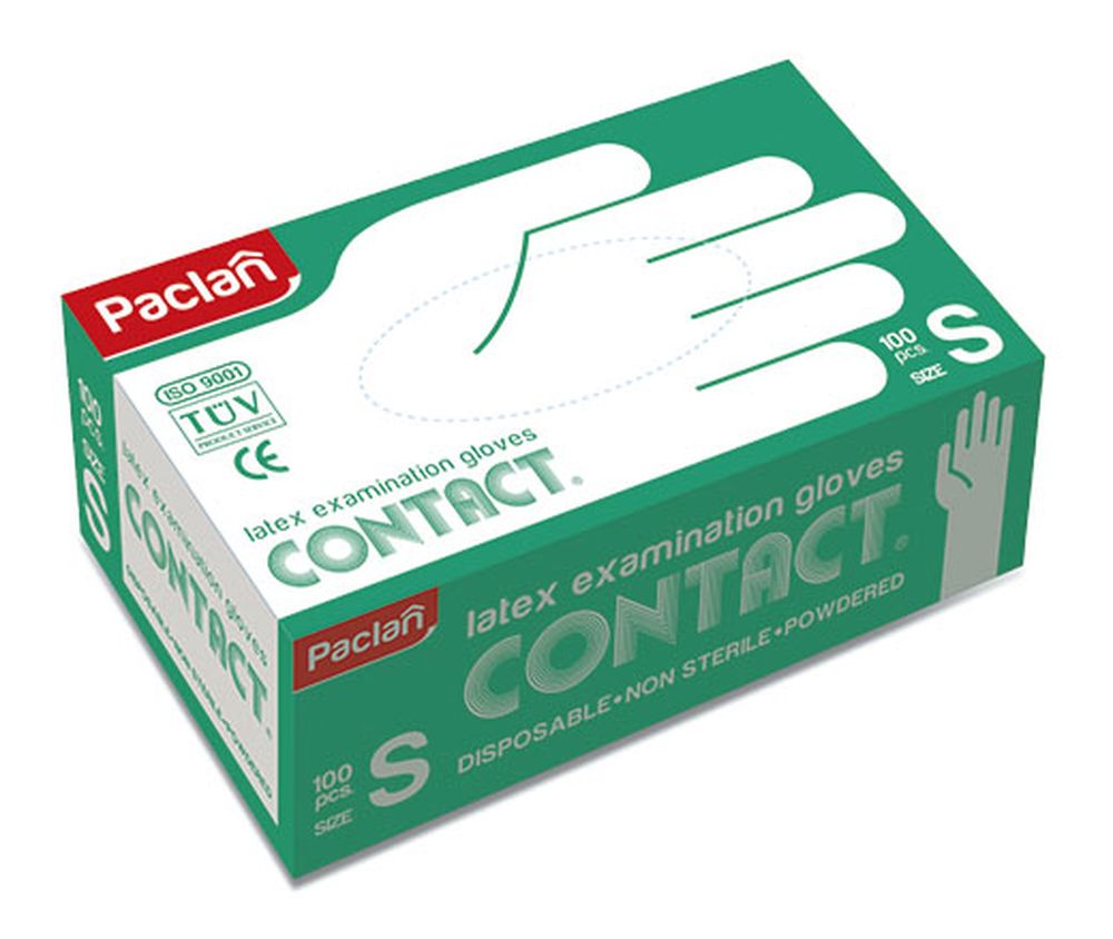 Перчатки латексные Paclan Contact, 100 шт. Размер S135700/350104/350103 Перчатки латексные Paclan Contact, 100 шт. Размер S135700/350104/350103Перчатки из латекса многофункциональны. Они могут стать незаменимым помощником при ремонте и уборке помещений, при стирке и даже при окраске волос.