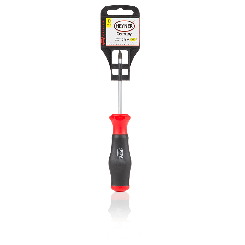 Отвертка крестовая Pro Heyner, PH1 х 80 мм98293777 Отвертка крестовая Pro Heyner, PH1 х 80 мм98293777Крестовая отвертка Pro Heyner предназначена для монтажа/демонтажа резьбовых соединений. Рабочая часть выполнена из высококачественной нержавеющей хром-ванадиевой стали. Отвертка оснащена эргономичной рукояткой с нескользящим покрытием. Шестигранная передняя часть рукоятки для предотвращает скатывание.Длина рабочей части: 8 см.