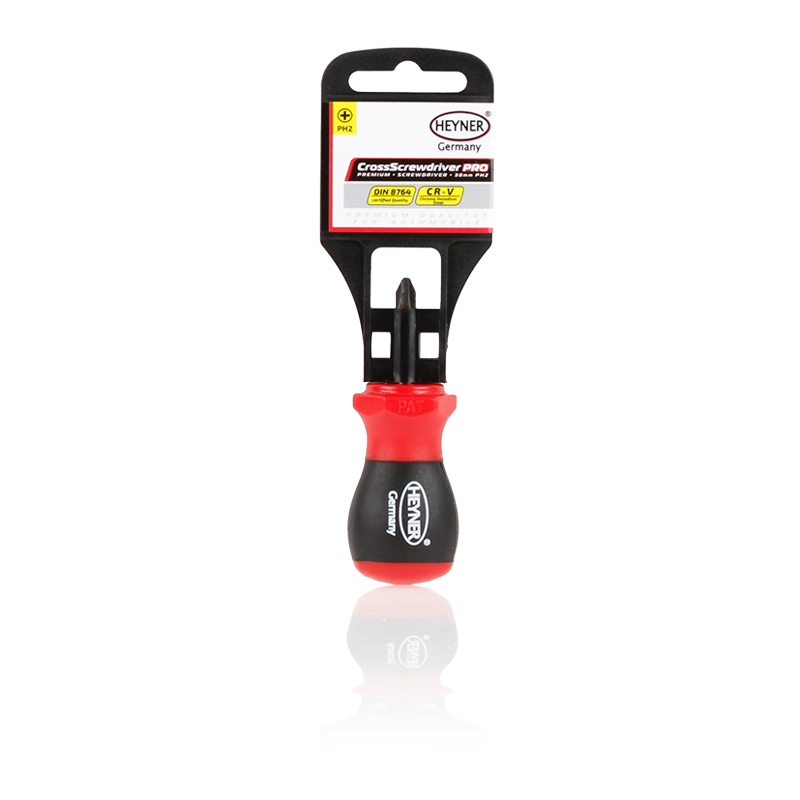 Отвертка крестовая Pro Heyner, PH2 х 30 мм351200 Отвертка крестовая Pro Heyner, PH2 х 30 мм351200Крестовая отвертка Pro Heyner предназначена для монтажа/демонтажа резьбовых соединений. Рабочая часть выполнена из высококачественной нержавеющей хром-ванадиевой стали. Отвертка оснащена эргономичной рукояткой с нескользящим покрытием. Шестигранная передняя часть рукоятки для предотвращает скатывание. Длина рабочей части: 3 см.