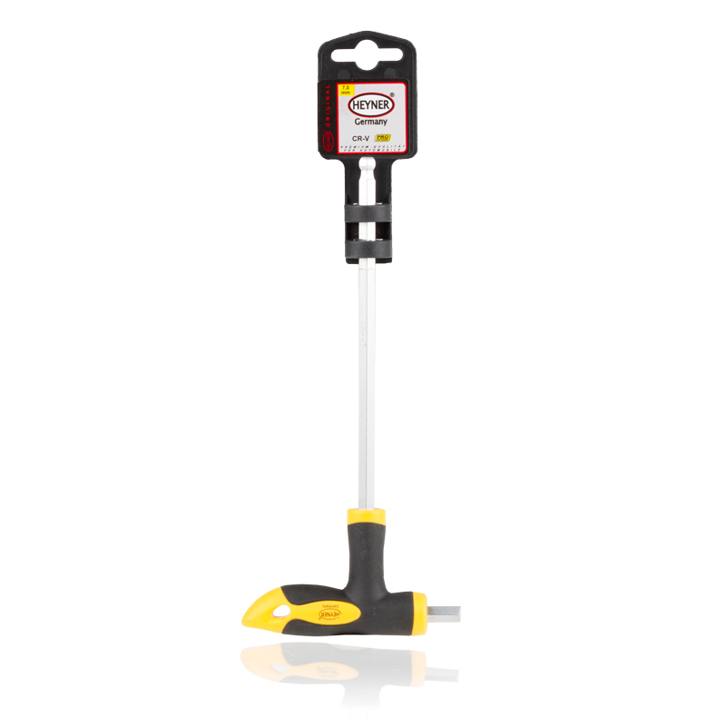 Отвертка шестигранная Heyner Pro, двухсторонняя, 7,0 х 150 мм80621 Отвертка шестигранная Heyner Pro, двухсторонняя, 7,0 х 150 мм80621Двухсторонняя шестигранная отвертка Heyner Pro предназначена для монтажа/демонтажа резьбовых соединений. Изделие выполнено из качественной хром-ванадиевой стали. L-образная эргономичная рукоятка обеспечивает комфорт во время работы.