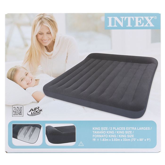 Матрас надувной Intex Classic King 183х203х23 см, цвет: черный. 66770с58152 Матрас надувной Intex Classic King 183х203х23 см, цвет: черный. 66770с58152Матрас надувной с подголовником Classic King изготовлен из высококачественного водонепроницаемого винила темно-синего цвета. Верхняя часть кровати имеет флокированное покрытие, по своим характеристикам напоминающее велюр, мягкое и приятное на ощупь.Матрас надувной с подголовником Classic King 183х203х23 смМаксимальная нагрузка до 230 кг.