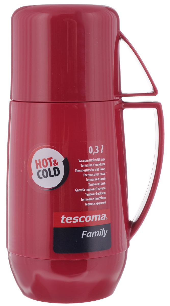 Термос Tescoma Family, с кружкой, цвет: бордовый, 0,3 л310512_бордовый Термос Tescoma Family, с кружкой, цвет: бордовый, 0,3 л310512_бордовыйТермос Tescoma Family предназначен для хранения и переноски теплых и холодных напитков. Термос изготовлен из прочной пластмассы и снабжен стеклянной изоляционной колбой. Термос имеет удобную ручку и завинчивающуюся крышку, которая может выполнять функцию кружки с ручкой. Высота термоса: 21 см.