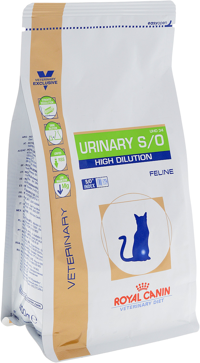 Корм сухой диетический Royal Canin Urinari Hich Dilution UHD34 для кошек, при лечении мочекаменной болезни, 400 г22264 Корм сухой диетический Royal Canin Urinari Hich Dilution UHD34 для кошек, при лечении мочекаменной болезни, 400 г22264Диета для кошек при лечении мочекаменной болезни (быстрое растворение струвитов) Показания: Растворение струвитов Профилактика рецидивов уролитиаза, вызываемого струвитами и оксалатами кальция (рацион животного должен быть ограничен специальной диетой) Примечание: При повторяющемся идиопатическом цистите рекомендуется влажный диетический рацион. Перед назначением пожилым животным Urinary S/O Feline необходимо убедиться в нормальном функционировании их почек. Противопоказания: Беременность, лактация, рост Хроническая почечная недостаточность Метаболический ацидоз Сердечная недостаточность Гипертония Применение лекарственных препаратов, которые используются для подкисления мочи Сухой корм Royal Canin Urinari Hich Dilution UHD34 - полноценный диетический рацион для кошек, рекомендуемый при воспалении нижних отделов мочевыводящих путей. Корм способствует быстрому растворению струвитов и снижает риск их повторного образования. Противопоказания: ...