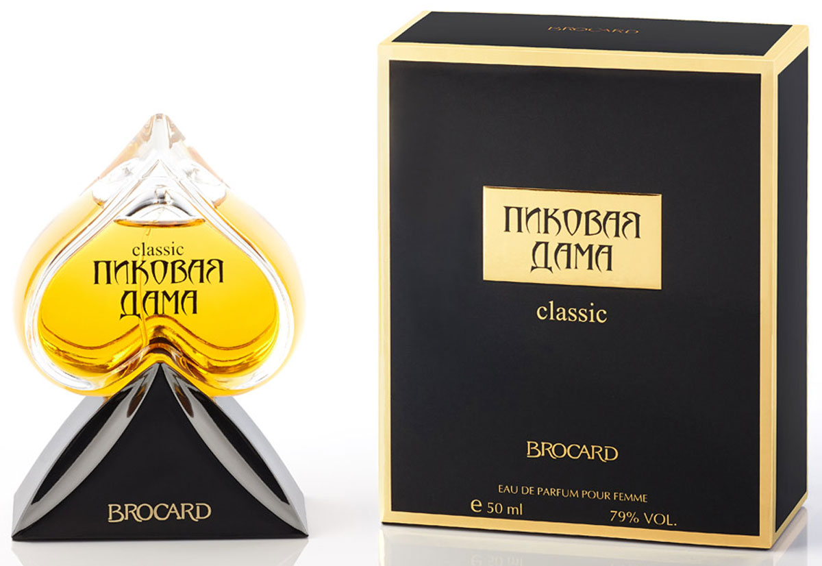 Brocard Парфюмерная вода Пиковая Дама Классик женская 50 мл81217 Brocard Парфюмерная вода Пиковая Дама Классик женская 50 мл81217Нежный, соблазнительный цветочно-древесный аромат с легкими фруктовыми оттенками. Искрящее цитрусовое начало дополнено нотами сочной дыни и магнолии. В сердце- мерцание пудровых фиалковых бликов, жасмина и ландыша. В финале - роскошная белая орхидея, искусно оттеняющяя благородный эротизм теплых древесных нот.