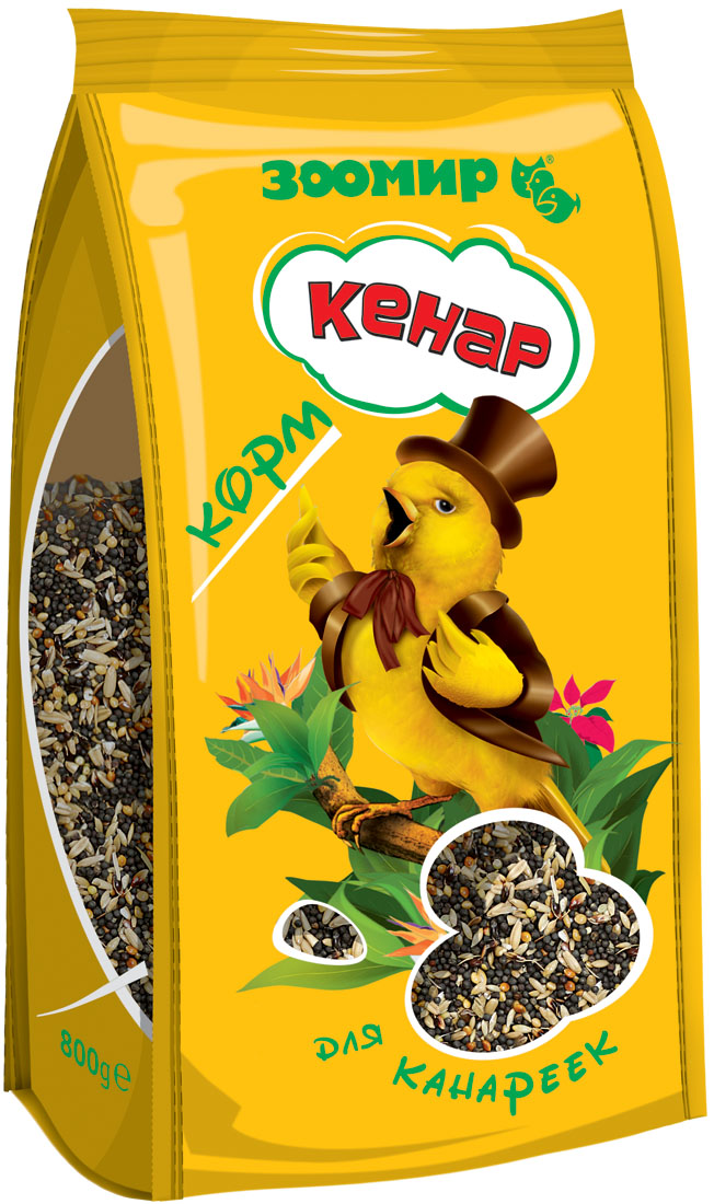 Корм Зоомир Кенар, для канареек, 800 г0120710 Корм Зоомир Кенар, для канареек, 800 г0120710Корм Зоомир Кенар - многокомпонентный корм, представляющий собой смесь разнообразных семян диких и культурных растений, специально предназначен для повседневного кормления канареек. Эта зерновая смесь максимально учитывает пищевые потребности этих птичек и обеспечит вашим любимцам долгую и здоровую жизнь в неволе.Состав: канареечное семя, рапс, просо, овсяная крупа, семена масличных культур и луговых трав.Товар сертифицирован.