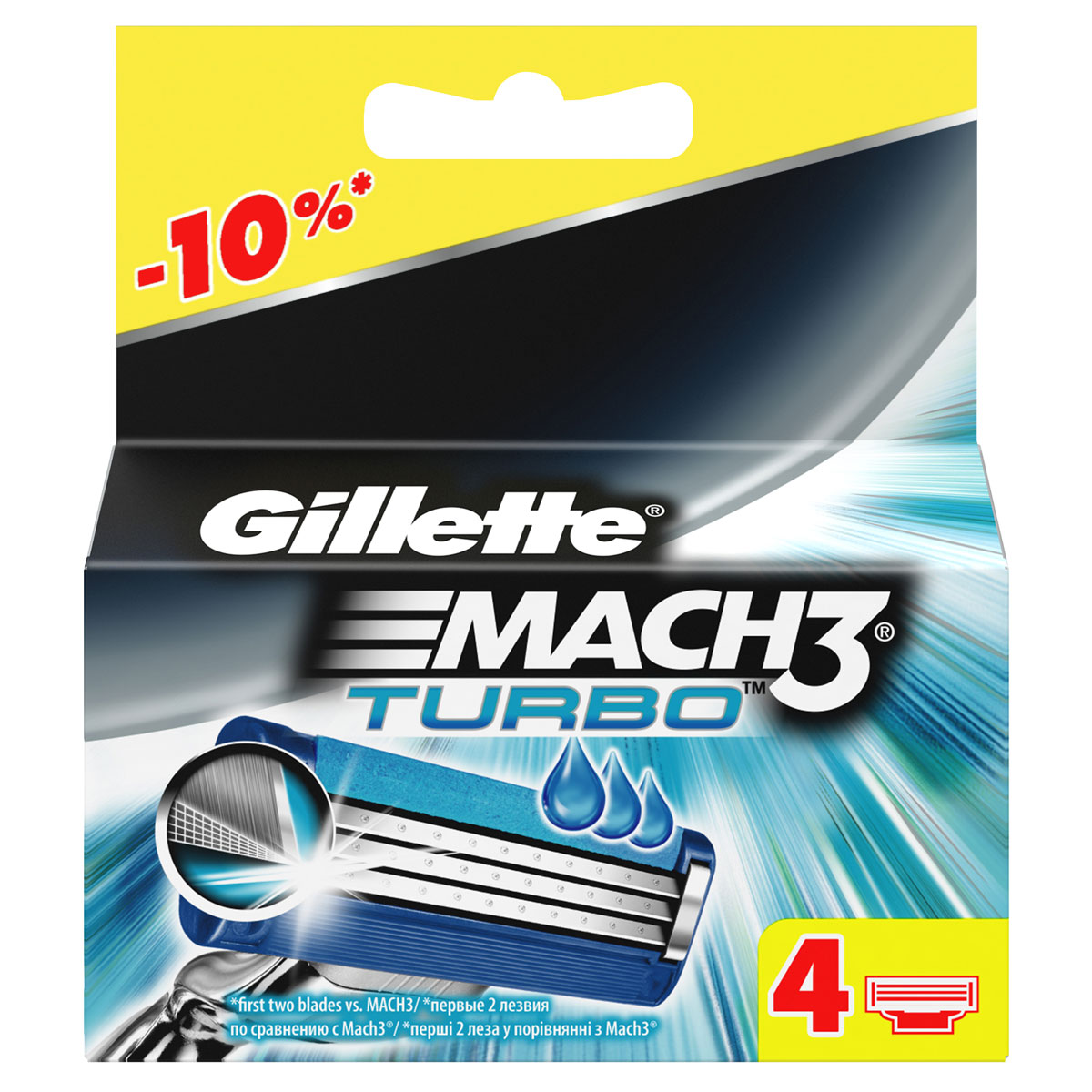 Gillette Сменные кассеты Mach3 Turbo, 4 штMCT-13284677 Gillette Сменные кассеты Mach3 Turbo, 4 штMCT-13284677Новые лезвия. Острее, чем одноразовая бритва. Бреет без раздражения. Даже 10-ое бритье Mach3 комфортнее 1-го одноразовой бритвой. Совершенствуй процесс бритья с бритвой Mach3! Gillette Mach3 Turbo имеет более острые лезвия (первые два лезвия в сравнении с Mach3) и обеспечивает гладкое бритье без раздражения по сравнению одноразовыми бритвами Bluell Plus. Лезвия Turbo легче срезают щетину, не тянут и не дергают волоски (первые два лезвия в сравнении с Mach3), даря вам невероятный комфорт. В то же время гелевая полоска Comfort помогает сохранить дольше вашу бритву Mach3 Turbo и мягко скользит по коже (по сравнению с одноразовыми бритвенными станками Bluell Plus). Этот станок имеет вдвое больше микрогребней SkinGuard для мягкости бритья (по сравнению с одноразовыми бритвенными станками Bluell Plus). Плавающая головка обеспечивает тесный контакт лезвий с кожей, рукоятка с регулировкой нажатия адаптируется к контурам лица для более легкого и комфортного бритья (по сравнению с...