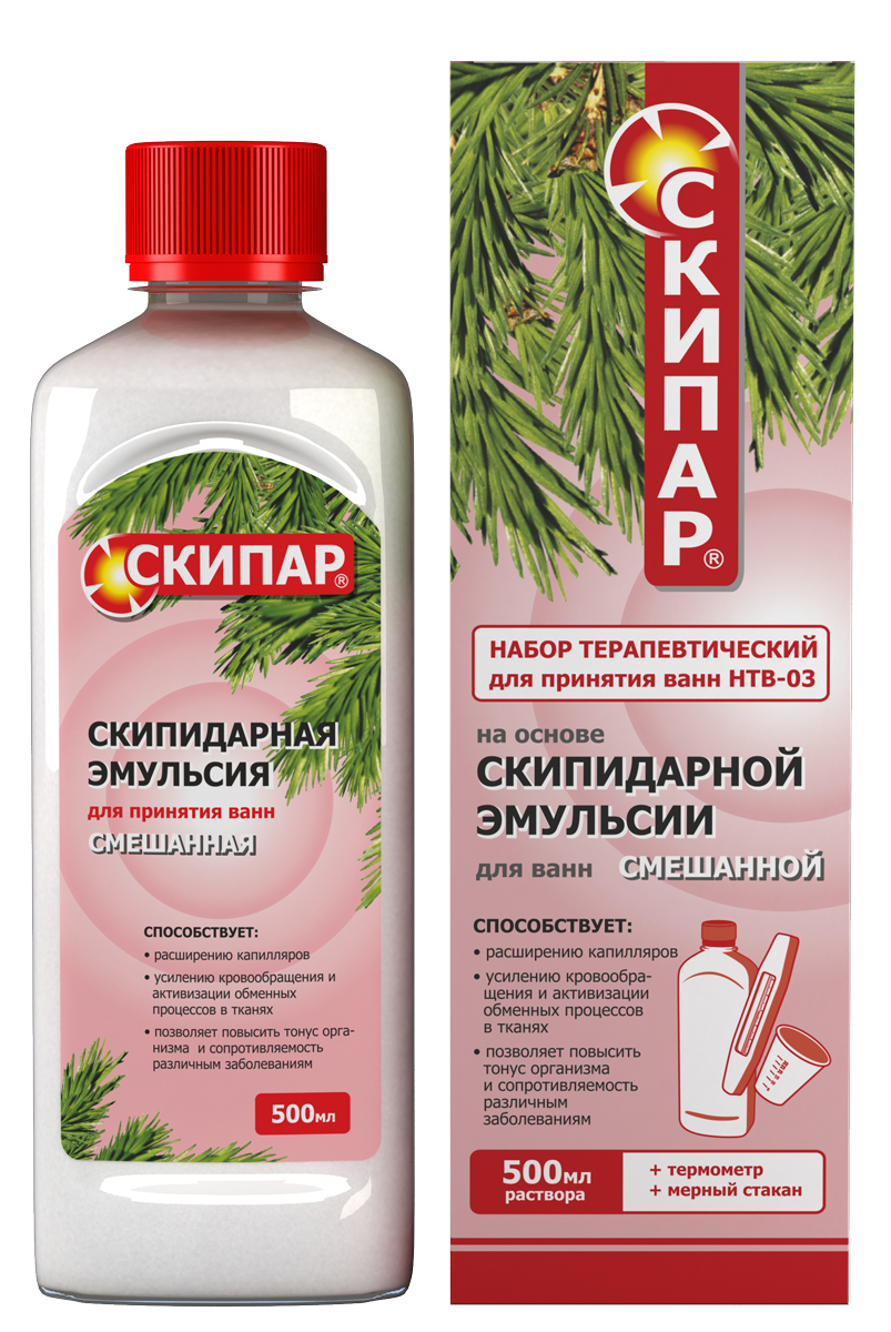 СКИПАР Скипидарная эмульсия смешанная, (набор терапевтический для ванн-03), 500 мл00000004759 СКИПАР Скипидарная эмульсия смешанная, (набор терапевтический для ванн-03), 500 мл00000004759Улучшают капиллярное кровообращение нормализуют водно-солевой обмен способствуют рассасыванию кровоизлияний, спаек и рубцов мало изменяют артериальное давление крови