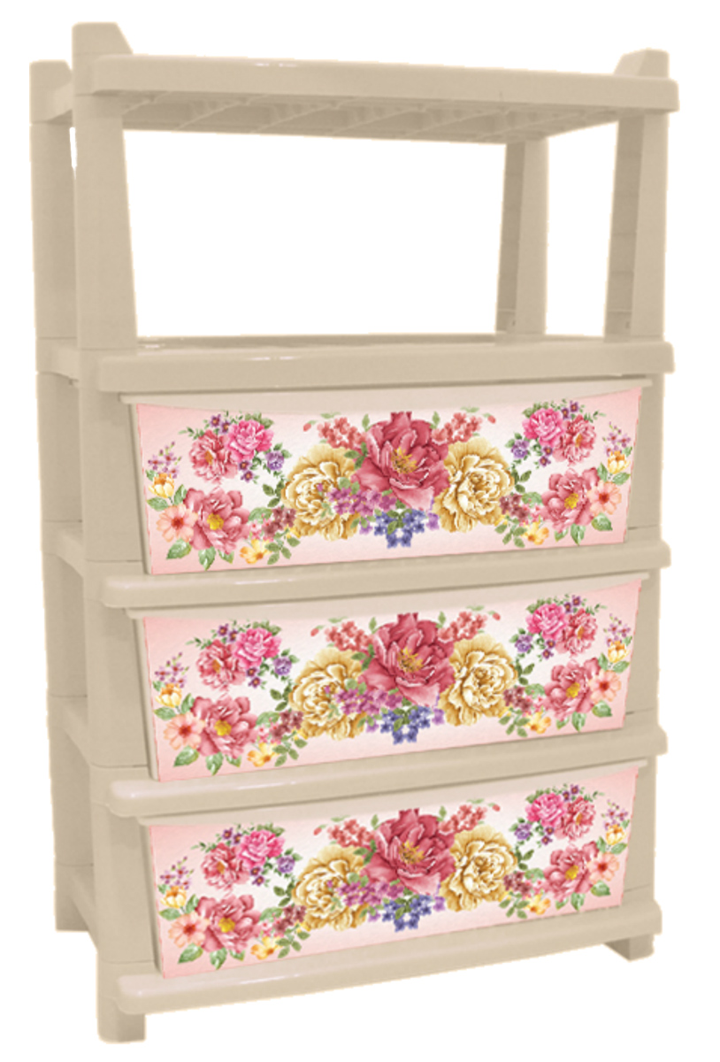 Комод BranQ Deco, 3 секцииBQ3788КЛ Комод BranQ Deco, 3 секцииBQ3788КЛКомод BranQ Deco изготовлен из высококачественного пластика. Ящики оформлены цветочным принтом. Комод предназначен для хранения различных вещей и состоит из трех вместительных выдвижных секций и одной полки. Такой необычный и яркий комод надежно защитит вещи от загрязнений, пыли и моли, а также позволит вам хранить их компактно и с удобством. Стильный дизайн комода дополнит интерьер комнаты.