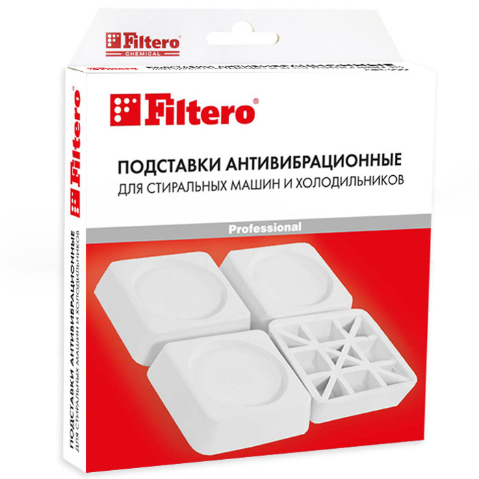Filtero Подставка антивибрационная для стиральных машин и холодильниковVC ZIP Adapter Set Filtero Подставка антивибрационная для стиральных машин и холодильниковVC ZIP Adapter SetАнтивибрационные подставки Filtero предназначены для отдельно стоящих стиральных машин и холодильников. Используются для поглощения вибрации при установке бытовой техники на керамическую плитку, деревянные полы и другие виды покрытий. Защищает напольное покрытие от вмятин и разрывов.Высота амортизирующего слоя и специальный полимерный материал предотвращают скольжение стиральных машин в режиме отжима, а также существенно сокращают возможные вибрацию и шумы.Способ применения:Отрегулируйте горизонтальное положение стиральной машины или холодильника. Подложите подставки Filtero под все ножки прибора. Очередность установки подставок не имеет значения. Убедитесь, что прибор устойчиво опирается на все ножки.