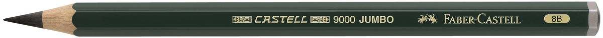 Faber-Castell Карандаш чернографитовый Castell 9000 Jumbo 119308119308 Faber-Castell Карандаш чернографитовый Castell 9000 Jumbo 119308119308Чернографитовый карандаш Faber-Castell Castell 9000 Jumbo предназначен не только для письма, но и для эскизов и рисования. Специальная SV технология вклеивания грифеля предотвращает его поломку при падении, а высокое качество мягкой древесины обеспечивает легкое затачивание. Такой карандаш с чистым графитом не царапает бумагу, ровно и гладко ложится, хорошо штрихует, передавая воздушность и светотени.