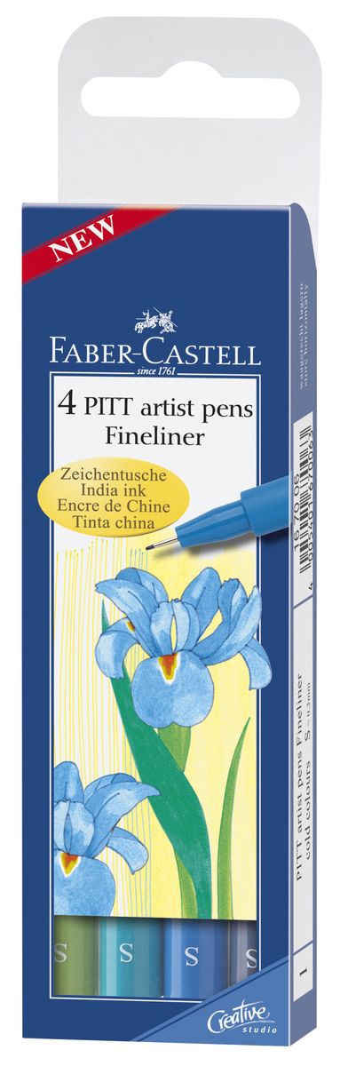 Faber-Castell Капиллярные ручки Fineliner Холодные тона 4 цветаCS-GA423050 Faber-Castell Капиллярные ручки Fineliner Холодные тона 4 цветаCS-GA423050Капиллярные ручки Faber-Castell Fineliner: Холодные тона станут незаменимым инструментом для начинающих и профессиональных художников. В набор входят 4 ручки разных цветов: салатового, голубого, серо-синего и бирюзового.Заостренные кончики ручек позволяют проводить тончайшие линии. Чернила не выцветают на свету, не стираются и не размываются водой, не имеют неприятного запаха и pH-нейтральны.Набор художественных капиллярных ручек - это практичный и современный художественный инструмент, который поможет вам в создании самых выразительных произведений.