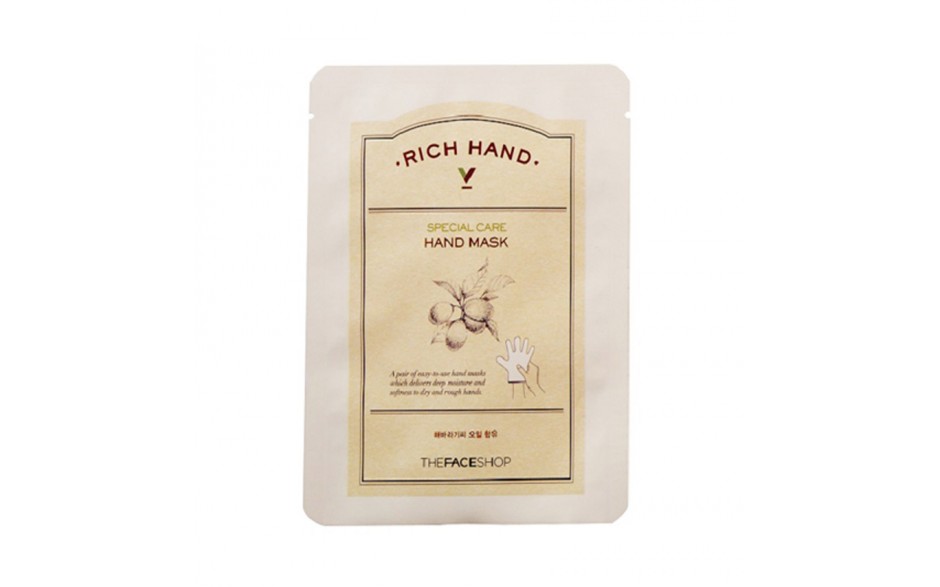 The Face Shop Маска для рук Rich Hand, 1,6 гБ63003 мята The Face Shop Маска для рук Rich Hand, 1,6 гБ63003 мятаПитательная маска для кожи рук предназначена для восстановления эластичности и упругости кожи, сохранения витаминного баланса и оптимального уровня увлажнения.