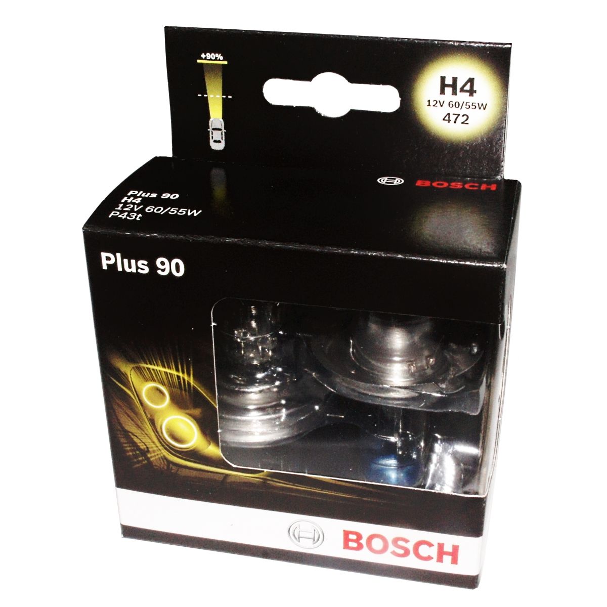 Лампа Bosch Plus 90 H4 (2шт.) 19873010741987301074 Лампа Bosch Plus 90 H4 (2шт.) 19873010741987301074Новые лампы Bosch для галогенных фар освещают дорогу интенсивным белым светом, который очень близок по свойствам к дневному освещению.Благодаря этому глаза водителя не теряют фокусировки и меньше устают даже во время долгих поездок в темное время суток. Новые лампы отличаются высокой яркостью и могут давать до 50% больше света, чем стандартные галогенные фары. Лампы Bosch доступны в вариантах H1, H4 и H7. Серебряное покрытие ламп H4 и H7 делает их едва заметными за стеклами выключенных фар. Новые лампы выглядят наиболее эффектно в сочетании с фарами из прозрачного стекла и подчеркивают современный дизайн автомобилей. Увеличенная яркость и дальность освещения положительно сказывается на безопасности движения. В темное время суток или в сложных погодных условиях, таких как ливень или густой туман, водитель замечает опасную ситуацию намного раньше и на большем расстоянии, при этом лучше заметен и сам автомобиль с фарами Bosch. Напряжение: 12 вольт