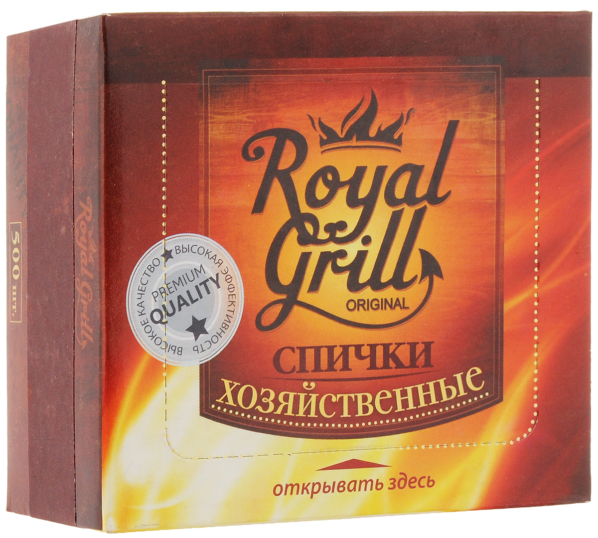 Спички RoyalGrill Хозяйственные, 500 штa026124 Спички RoyalGrill Хозяйственные, 500 штa026124Спички RoyalGrill Хозяйственные предназначены для разведения огня. Отлично загораются, их удобно держать в руке с минимальным риском ожогов.Состав: древесина, зажигательный состав.