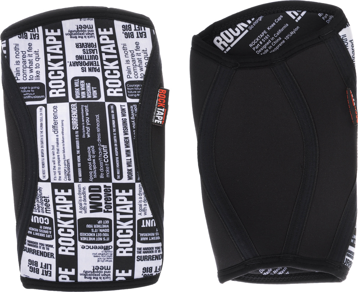 Наколенники Rocktape KneeCaps, цвет: белый, черный, толщина 7 мм. Размер MQNT1054 Наколенники Rocktape KneeCaps, цвет: белый, черный, толщина 7 мм. Размер MQNT1054Rocktape KneeCaps - это компрессионные наколенники для тяжелой атлетики/CrossFit. Наколенники созданы специально, чтобы обеспечить компрессионный и согревающий эффект, а также придать стабильность коленному суставу для выполнения функциональных движений, таких как становая тяга, пистолет, приседания со штангой.В отличие от аналогов, наколенники Rocktape KneeCaps более высокие и разработаны специально для компрессии VMO (косой медиальной широкой мышцы бедра) в месте ее прикрепления над коленной чашечкой, чтобы обеспечить надлежащую стабилизацию колена и контроль. Помимо стабилизации, они создают компрессионный и согревающий эффект, что улучшает кровоток.Толщина: 7 мм.Обхват колена: 34-37 см.