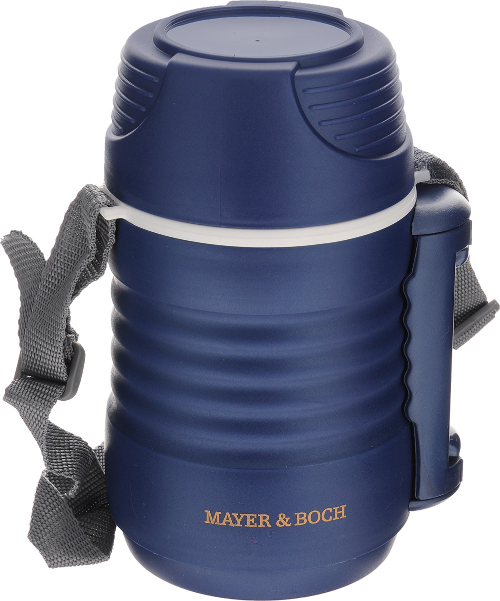 Термос пищевой Mayer & Boch, цвет: синий, белый, 700 мл23730 Термос пищевой Mayer & Boch, цвет: синий, белый, 700 мл23730Пищевой термос Mayer & Boch предназначен для хранения и переноски горячих и холодных продуктов. Корпус выполнен из высококачественного цветного пищевого пластика. Внутренняя колба изготовлена из нержавеющей стали. Наполнение из жесткого пенопласта сохраняет температуру и свежесть пищи на протяжении 4-5 часов. Пища сохраняет аромат, вкус и питательные вещества. В широкое горлышко термоса помещены два контейнера с крышками, изготовленные из пищевого пластика белого цвета. Крышки легко открываются и плотно закрывается с помощью легкого щелчка. Для удобства переноски на корпусе предусмотрены складная ручка и ремень. Термос Mayer & Boch - это идеальный вариант для переноски нескольких разных блюд. В него поместится все необходимое, и вы в любое время сможете вкусно и быстро пообедать. Объем: 700 мл. Размер термоса: 11 х 11 х 20 см. Диаметр контейнеров: 8 см. Высота стенки маленького контейнера: 4,5 см. Высота стенки большого контейнера: 8,5...