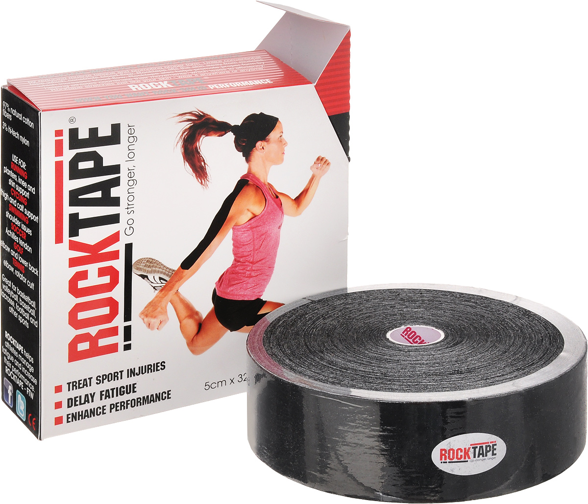 Кинезио тейп Rocktape Bulk, цвет: черный, 5 x 3200 смAP02013 Кинезио тейп Rocktape Bulk, цвет: черный, 5 x 3200 смAP02013Кинезио тейп Rocktape Bulkc, выполненный из хлопка и акрила, предназначен для снятия отеков и рассасывания гематом. Уменьшает мышечную усталость и способствует притоку крови для более быстрого восстановления. Повышает производительность. Ширина ленты: 5 см.