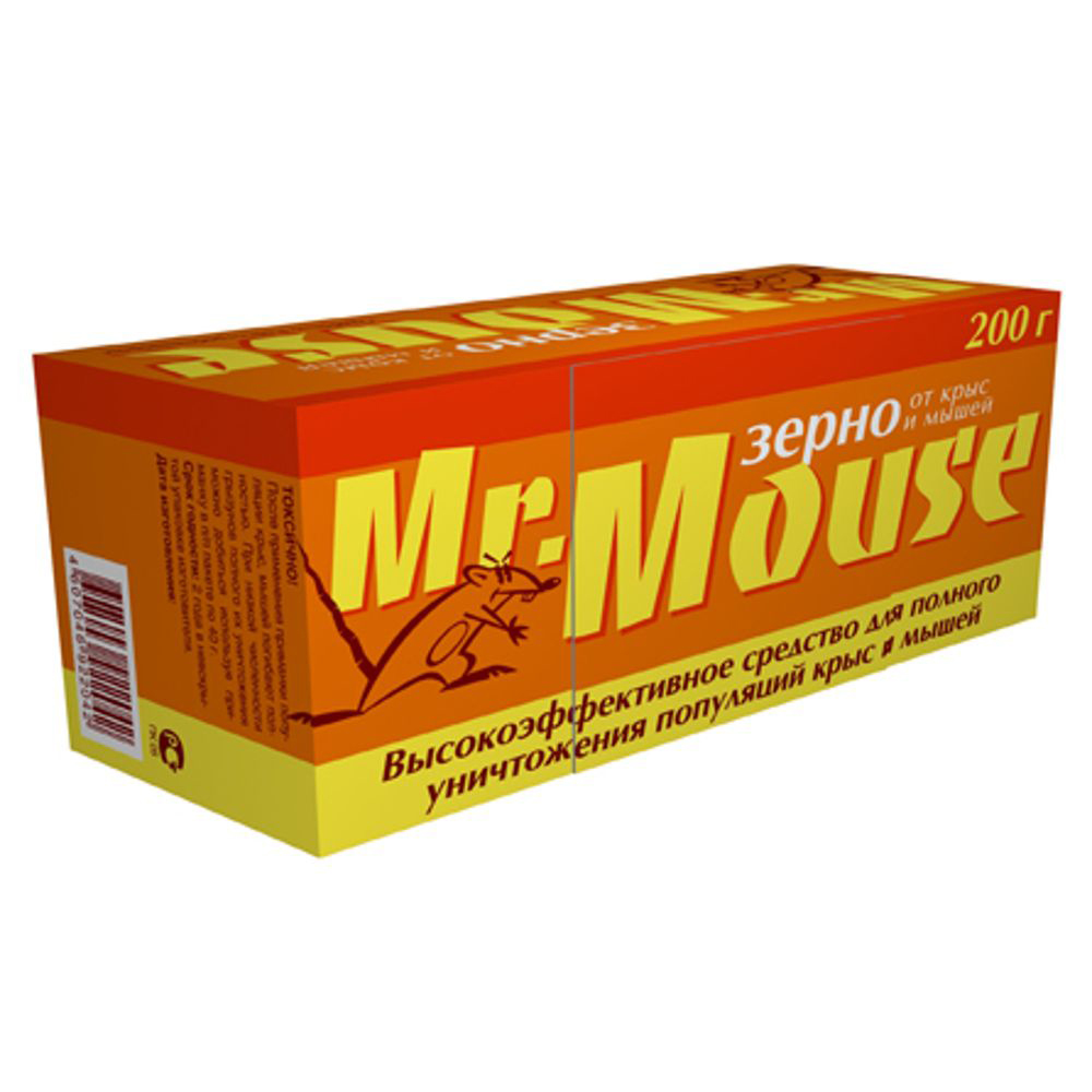Зерновая приманка Mr.Mouse, 200 г. СЗ.040009СЗ.040009 Зерновая приманка Mr.Mouse, 200 г. СЗ.040009СЗ.040009Родентицидное средство Mr.Mouse в виде готовой к применению зерновой приманки красного цвета. Способы применения Поместить средство в специально предназначенные емкости для раскладки отравленных приманок внутри помещений: контейнер, лоток, ящик или подложка из плотной бумаги и полиэтилена. Норма расхода: по 10-20г от мышей и по 30-50г от серых и черных крыс. Снаружи помещений используют контейнеры, лотки, ящики, кусочки труб, прикрывая приманку от птиц. Для водяных крыс приманку размещают в погребах, в подвалах, в буртах с овощами. Размещение в специальных емкостях повышает поедаемость средства, препятствуя его растаскиванию грызунами. Размещают емкости в предварительно выявленных местах обитания грызунов: по близости от их нор, на путях перемещения, вдоль стен и перегородок. Расстояние между точками раскладки 2-10м в зависимости от захламленности помещений и численности грызунов. Осмотр проводят через 1-2 дня, а затем с интервалом в одну неделю, восполняя по мере поедания....