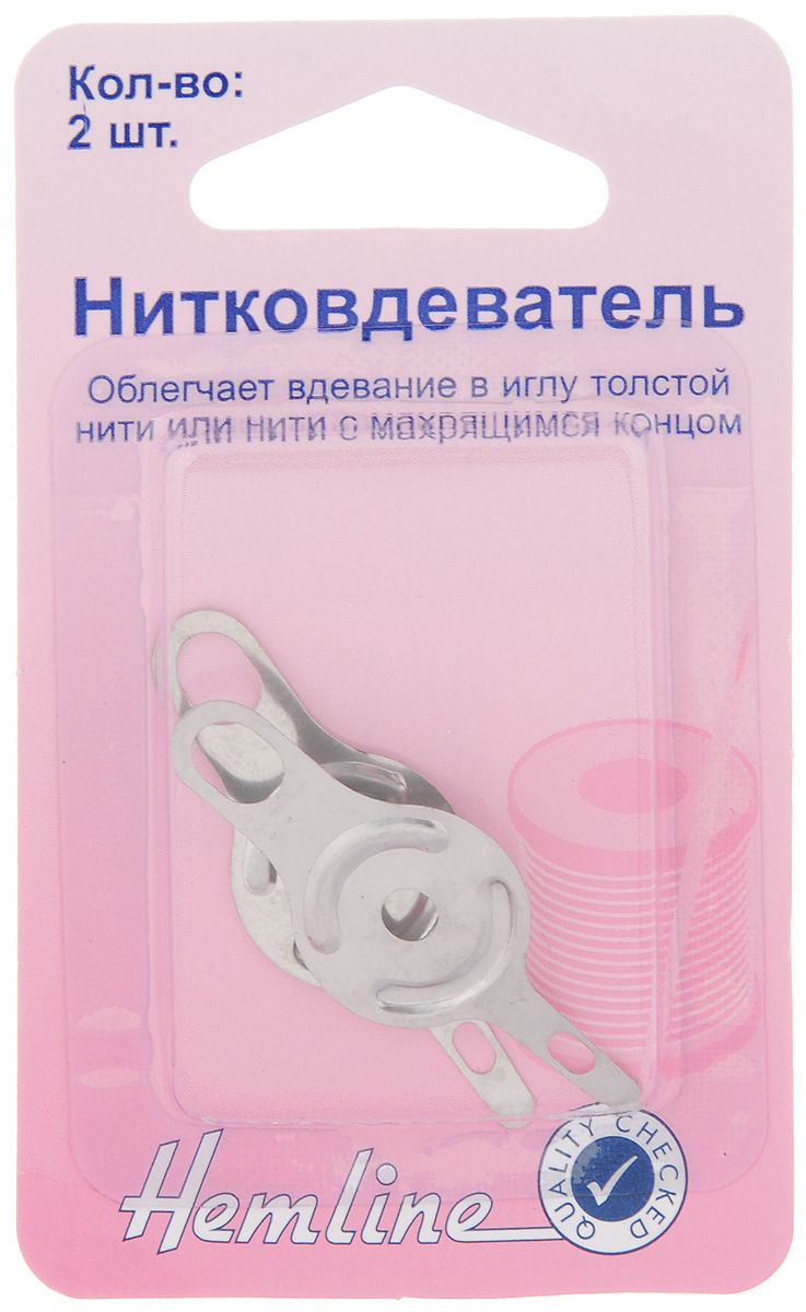 Нитковдеватель Hemline, 2 шт235 Нитковдеватель Hemline, 2 шт235Нитковдеватель Hemline, выполненный из металла, облегчает вдевание в иглу толстой нити или нити с распушенным концом. В наборе 2 штуки.