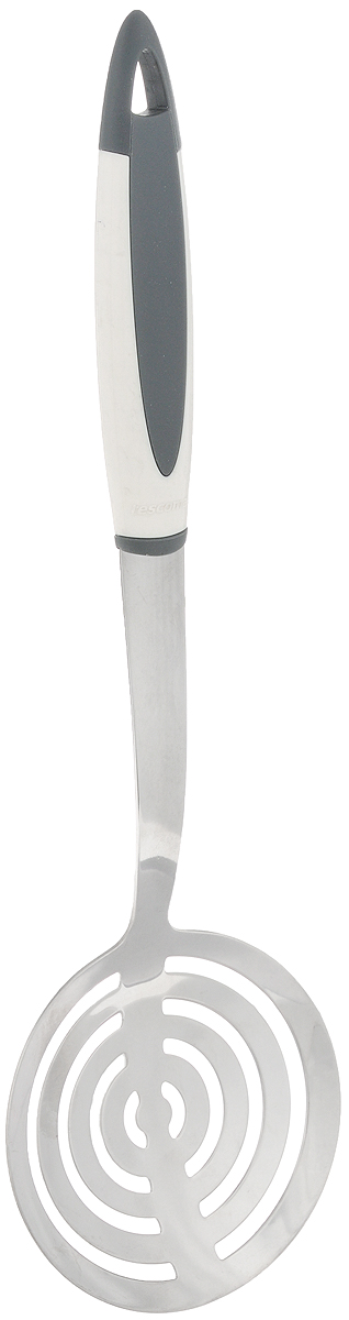 Шумовка Tescoma Uno, длина 33 см450184 Шумовка Tescoma Uno, длина 33 см450184Шумовка Tescoma Uno прекрасна для сборки шума, набирания и сцеживания продуктов в супах, подливе. Рабочая поверхность изделия выполнена из первоклассной нержавеющей стали. Рукоятка изготовлена из прочной пластмассы и снабжена отверстием для подвешивания на крючок. Прекрасное изделие с идеальной функциональностью и качественным дизайном станет удачным приобретением для вашей кухни. Легко моется, можно мыть в посудомоечной машине. Размер рабочей поверхности: 11 х 10 см. Длина шумовки: 33 см.