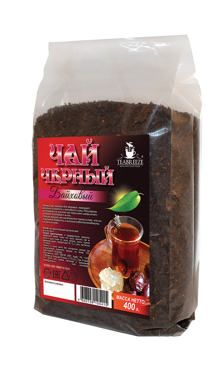 Teabreeze крупнолистовой черный байховый чай, 400 г0120710 Teabreeze крупнолистовой черный байховый чай, 400 г0120710Teabreeze Байховый - крупнолистовой чай из ломаного листа. Настой отличается красно-оранжевым цветом. Рекомендуется настаивать до 5 минут и употреблять небольшими глотками с кусочками колотого сахара (сахарные головы) или с традиционными восточными сладостями. Часто в стакан кладут кусочек имбиря или корицы.