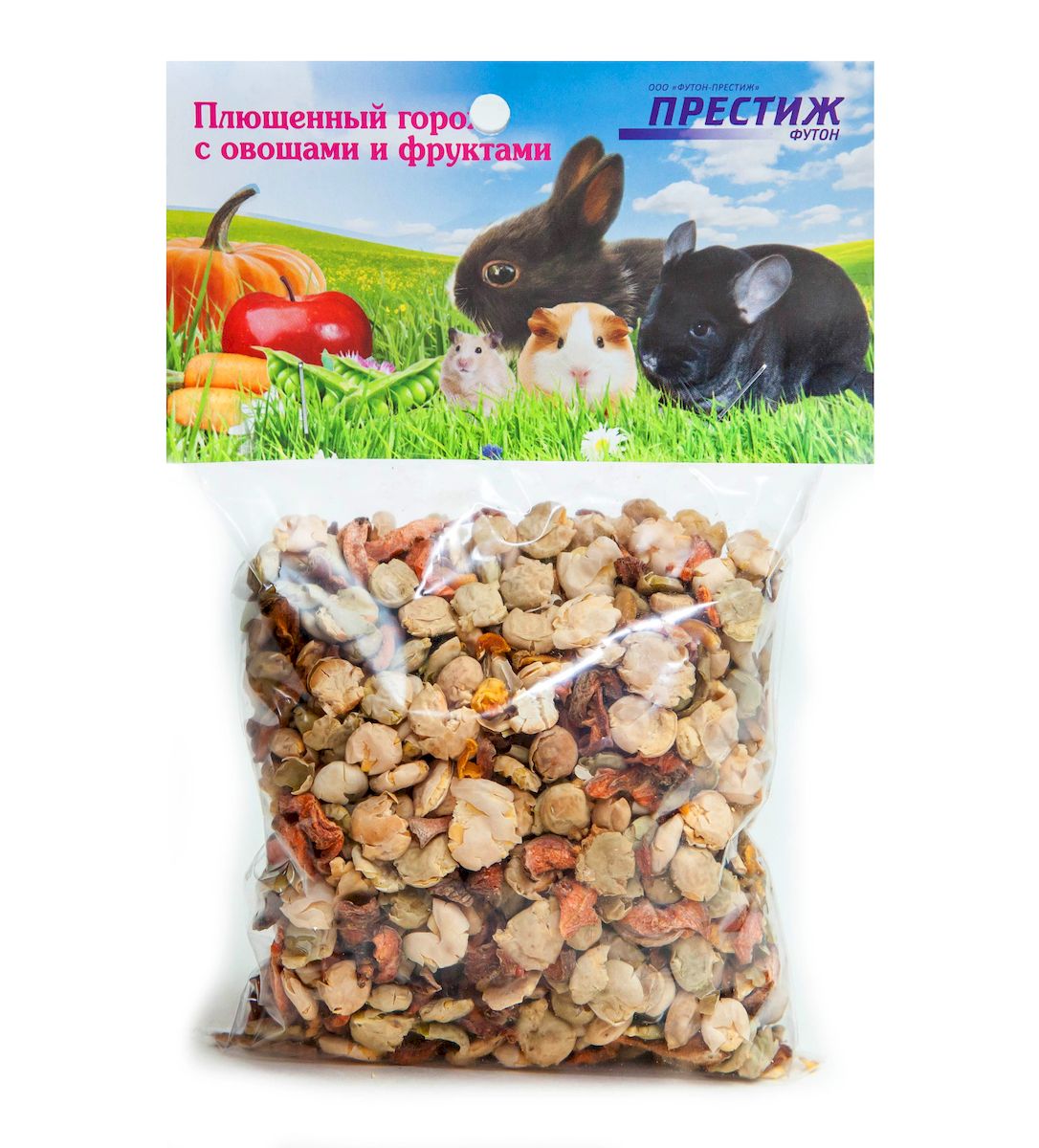 Добавка к корму для грызунов Престиж Плющенный горох, c овощами и фруктами0120710 Добавка к корму для грызунов Престиж Плющенный горох, c овощами и фруктами0120710Плющенных горох Престиж с овощами и фруктами - Данное Ассорти используют как дополнение к основному корму для шиншилл, дегу, декоративных кроликов, морских свинок, хомяков, бурундуков и белок. Смесь богата витаминами, которые необходимы для полноценного развития вашего любимца.Состав: плющенный горох, яблоко, морковь, тыква.