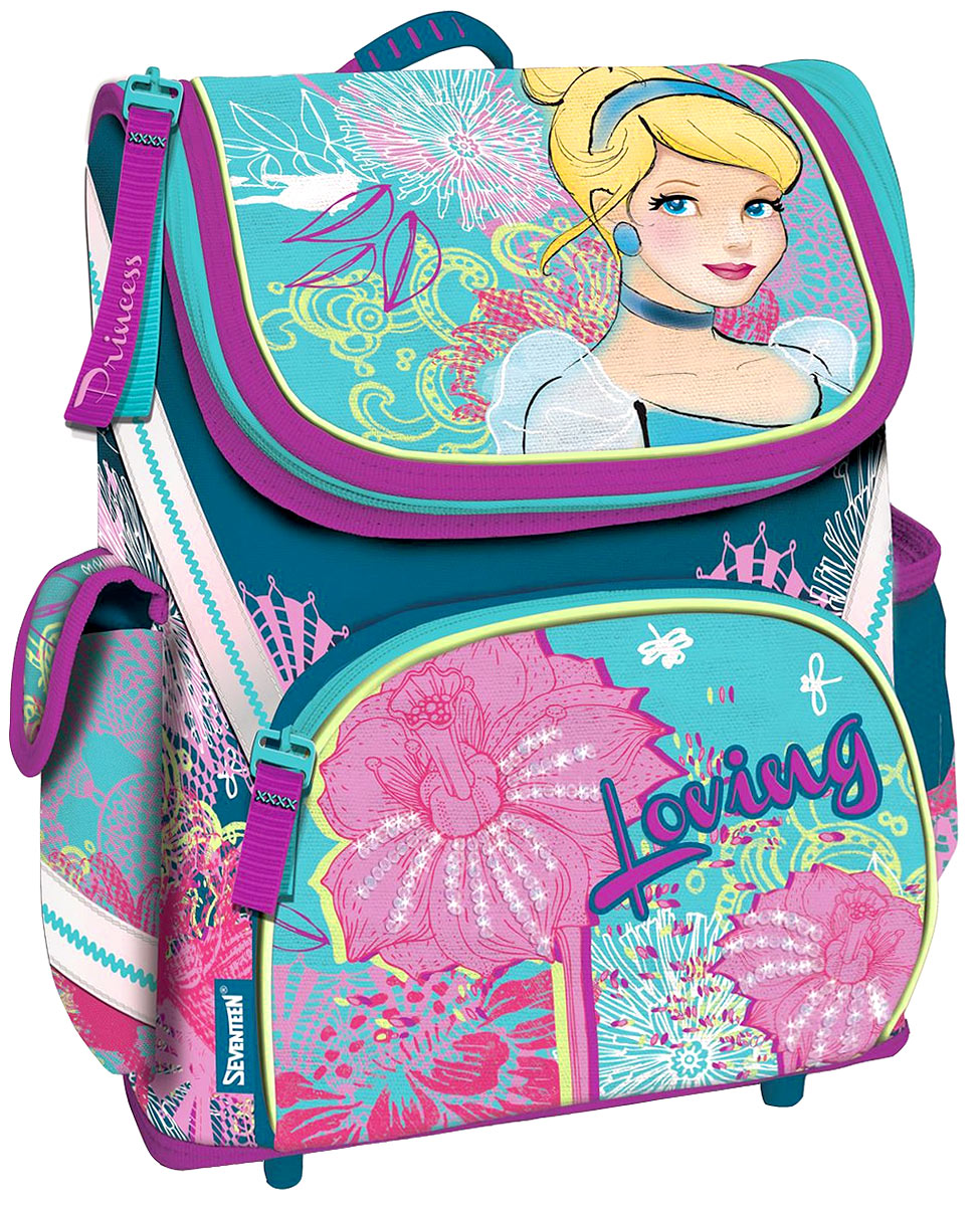 Disney Princess Ранец школьный LovingPRCB-RT2-116 Disney Princess Ранец школьный LovingPRCB-RT2-116Школьный ранец-раскладушка Disney Princess Loving - это классическая модель ранца, которая так полюбилась школьникам. Несмотря на такую популярность, модель имеет что-то свое особенное и красивое, такой ранец выделит вашего ребенка и станет отличным дополнением к его гардеробу. Данная модель с одним основным отделением на клапане и застежке-молнии может полностью раскладываться и принимать плоскую форму. Внутри отделения имеются два разделителя с утягивающей резинкой, а также сетчатый карман. Сбоку ранец имеет карман на липучке и сетчатый карман на резинке. Спереди расположен внешний карман на молнии. Ранец оснащен ручкой с прорезиненной вставкой, а также широкими, регулируемыми мягкими лямками с сетчатой подкладкой. Плотное дно имеет высокие пластиковые ножки. Светоотражающие элементы обеспечивают дополнительную безопасность в темное время суток.