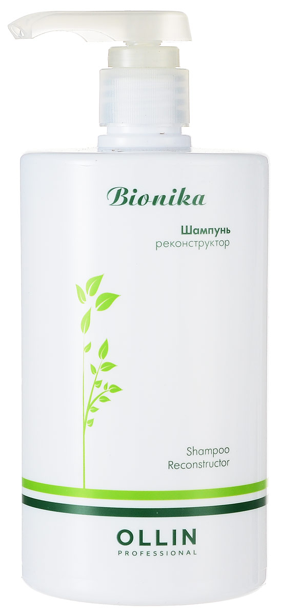 Ollin Шампунь реконструктор BioNika Shampoo Reconstructor 750 мл726642 Ollin Шампунь реконструктор BioNika Shampoo Reconstructor 750 мл726642Шампунь реконструктор Ollin BioNika Shampoo Reconstructor для сильно поврежденных волос деликатно очищает, восстанавливает и регенерирует поврежденные слои волоса. В состав шампуня входят: Церамиды - Усиливают клеточный мембранный комплекс волоса, восстанавливают цемент между клетками кутикулы.Креатин С-100 - натуральные производные аминокислот. Сглаживают кутикулу, увеличивают объем, придают жизненную силу волосам, делают их более мягкими, гладкими и блестящими.Эластин - натуральный кондиционирующий компонент для волос