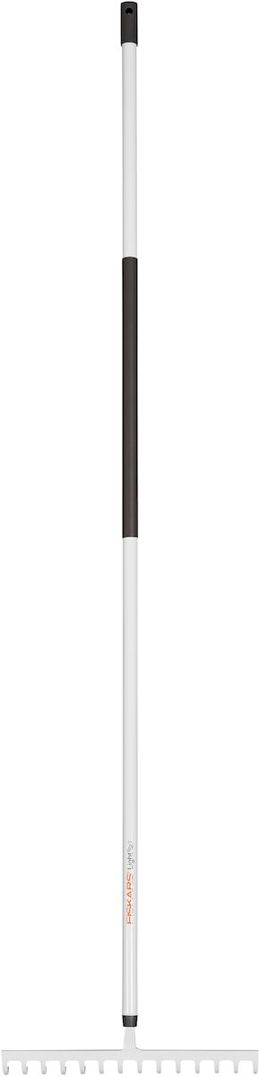 Грабли облегченные универсальные Fiskars Light, 157 см1019608 Грабли облегченные универсальные Fiskars Light, 157 см1019608Облегченные грабли Fiskars Light подходят для подготовки грядок, выравнивания почвы, уборки и распределения грунта. Рабочая часть выполнена из закаленной стали и оснащена 14 зубьями для работы на больших площадях. Алюминиевый черенок станет удобным подспорьем в работе для женщин. Пластиковое покрытие на черенке обеспечивает теплоизоляцию. Специальное отверстие позволяет подвешивать грабли на гвоздь для удобного хранения. Длина граблей: 157 см.