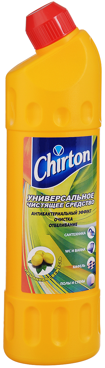 Средство чистящее Chirton Лимонная свежесть, универсальное, 750 мл44449/4-0507 Средство чистящее Chirton Лимонная свежесть, универсальное, 750 мл44449/4-0507Универсальное чистящее средство Chirton Лимонная свежесть быстро и эффективно очищает от различных загрязнений раковины, ванны, унитазы, душевые кабины, керамическую плитку, любые твердые моющиеся напольные и настенные покрытия, кухонные плиты и другую бытовую технику. Обладает антибактериальным действием надолго обеззараживая обработанные поверхности. Отбеливает поверхности, устраняя серый налет, известковые отложения, мыльные потеки, плесень, жир и другие загрязнения. Подходит для чистки и антибактериальной обработки туалетных лотков для домашних животных. Придает очищенным поверхностям блеск и приятный свежий аромат. Товар сертифицирован.
