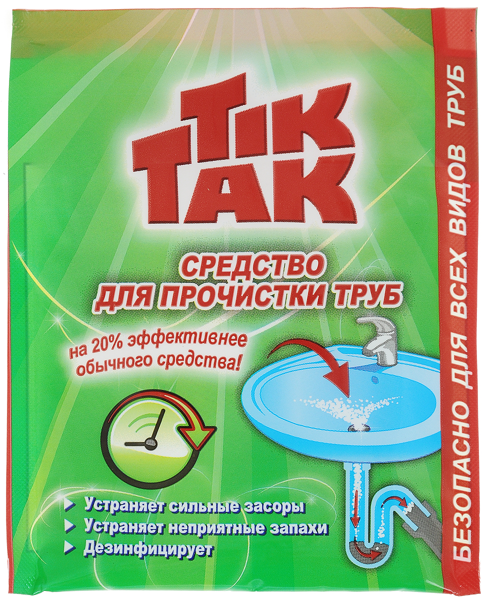 Средство для прочистки труб Chirton Tik-Tak, 90 г44791 Средство для прочистки труб Chirton Tik-Tak, 90 г44791Средство Chirton Tik-Tak предназначено для прочистки сливных отверстий от заторов, а также для очистки труб, раковин, ванн и унитазов от окиси, ржавчины, грязи. Прочищает, дезинфицирует, устраняет неприятные запахи. Эффективно действует в холодной воде. Не причиняет вреда эмалям и полимерным материалам. Использование одной упаковки в месяц достаточно для того, чтобы трубы были как новые. Товар сертифицирован.