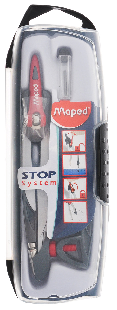 Maped Готовальня Stop System цвет серый 3 предмета72523WD Maped Готовальня Stop System цвет серый 3 предмета72523WDГотовальня Maped Stop System подходит для средней школы.Готовальня имеет эксклюзивный дизайн. В набор входят три предмета: циркуль, запасной грифель и универсальный держатель. Запатентованный механизм Stop System фиксирует штанги в нужном положении. Игла с защитным колпачком.Готовальня упакована в ударопрочный пластиковый футляр с подвесом.
