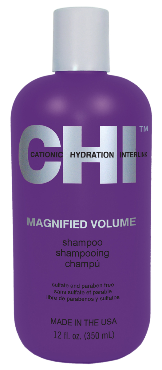 CHI Шампунь Усиленный объем Magnified Volume 350млCHI5600 CHI Шампунь Усиленный объем Magnified Volume 350млCHI5600Предназначен для придания максимального объёма тонким и недостаточно густым волосам. Обеспечивает насыщение волоса протеинами и керамикой CHI44, повышение плотности и упругости стержня волоса. В основе действия системы: керамика CHI44 – сплав 44-х неорганических элементов, созданный компанией Farouk Systems, совместно с экспертами NASA. На сегодняшний день – это одни из самых совершенных и экологичных материалов, созданных человеком. Обеспечивает глубокое проникновение в волос протеинов и максимально укрепляет волосы.