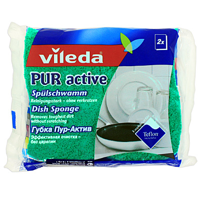 Губка для посуды Pur Active, 2 шт321100180 Губка для посуды Pur Active, 2 шт321100180Набор из двух губок Pur Active особенно подойдет для очистки чувствительных поверхностей. Специальный слой губок бережно удаляет загрязнения, не повреждая антипригарное покрытие и чувствительные поверхности. Губки идеально подходят для мытья высококачественных изделий из стекла, стеклокерамики, фарфора, стали, латуни, хрома и тефлона. В отличие от традиционных средств губки Pur Active не соскабливает грязь, а разрушают ее и надежно удаляют, не оставляя царапин. Характеристики: Материал: полиуретан. Размер: 11 см х 6,5 см х 2,5 см. Количество: 2 шт. Изготовитель: Германия. Артикул: 04407. Vileda - лидер в производстве профессионального уборочного инвентаря и расходных материалов. Работая на рынке профессионального уборочного инвентаря, Vileda представляет не просто профессиональный уборочный инвентарь, а комплексное решение по уборке. Уважаемые клиенты! Обращаем ваше внимание на возможные изменения в дизайне...
