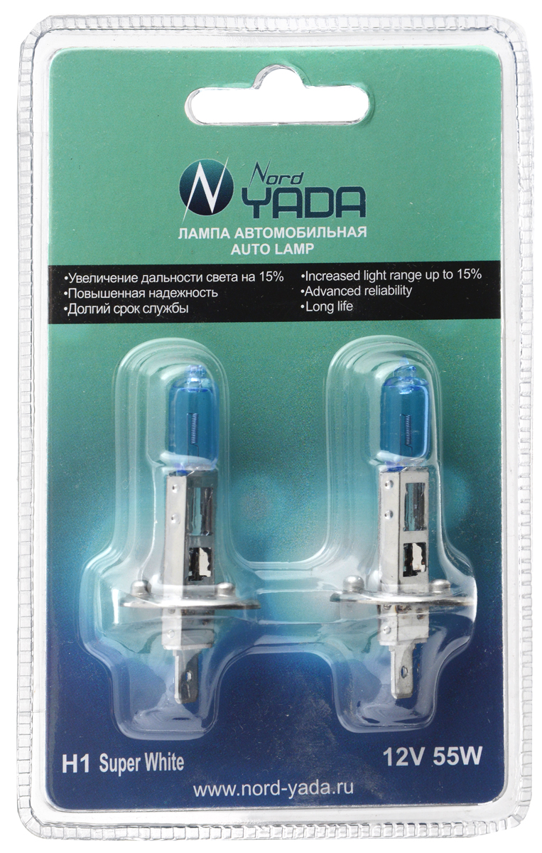 Галогенная лампа Nord YADA H1 12V 55W SUPER WHITE, 2 шт. 902268902268 Галогенная лампа Nord YADA H1 12V 55W SUPER WHITE, 2 шт. 902268902268Лампы галогенные с голубым напылением на колбе, что дает более белый лунный свет. Данная характеристика помогает лучше освещать дорогу для водителей и делает автомобиль более заметным на трасах.
