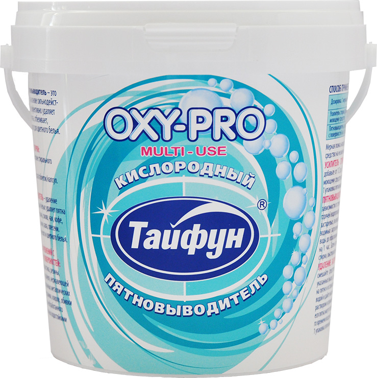 Кислородный пятновыводитель Тайфун OXY-PRO, 1 кг392227 Кислородный пятновыводитель Тайфун OXY-PRO, 1 кг392227Кислородный пятновыводитель Тайфун, 1 кг, с мерной ложкой - это мощное чистящее средство на основе сильнодействующего кислорода, которое эффективно удаляет застарелые загрязнения и пятна, отбеливает, нейтрализует запахи, подходит для цветного белья. Усилитель стирки: усиливает действие стирального порошка, жидкого средства, таблеток, капсул. 1 упаковка - 90 стирок. Пятновыводитель: удаление пятен с одежды и белья: удаляет пятна травы, крови, вина, чая, кофе, масел и многие другие пятна. 1 упаковка - 181 цикл очистки. Удаление загрязнений с предметов и поверхностей: подходит для пластика, резины, стекла, камня, кафеля, эмалированных металлических поверхностей, фаянса, стеклокерамики, ковров, обивки мебели и т.д. 1 упаковка - 181 цикл очистки.
