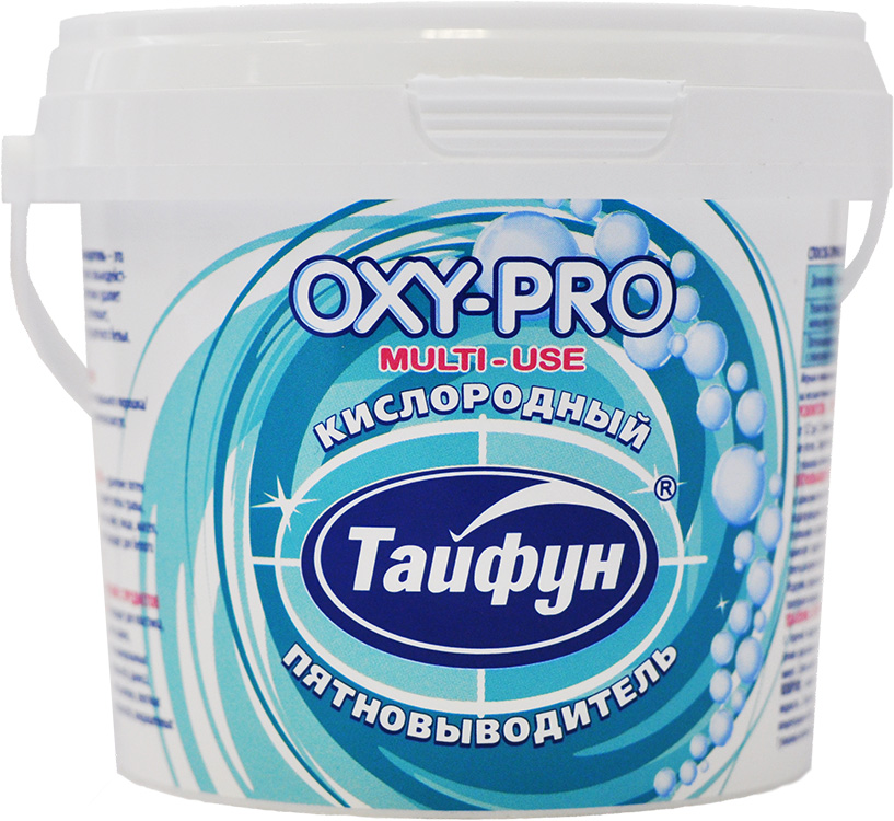 Кислородный пятновыводитель Тайфун OXY-PRO, 270 г790009 Кислородный пятновыводитель Тайфун OXY-PRO, 270 г790009Кислородный пятновыводитель Тайфун, 270 г, с мерной ложкой - это мощное чистящее средство на основе сильнодействующего кислорода, которое эффективно удаляет застарелые загрязнения и пятна, отбеливает, нейтрализует запахи, подходит для цветного белья. Усилитель стирки: усиливает действие стирального порошка, жидкого средства, таблеток, капсул. 1 упаковка - 24 стирки. Пятновыводитель: удаление пятен с одежды и белья: удаляет пятна травы, крови, вина, чая, кофе, масел и многие другие пятна. 1 упаковка - 49 циклов очистки. Удаление загрязнений с предметов и поверхностей: подходит для пластика, резины, стекла, камня, кафеля, эмалированных металлических поверхностей, фаянса, стеклокерамики, ковров, обивки мебели и т.д. 1 упаковка - 49 циклов очистки.
