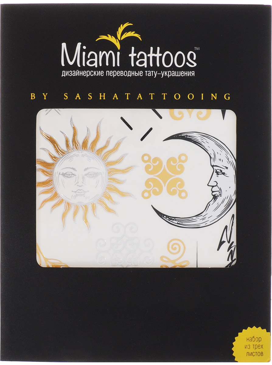 Miami Tattoos Флэш тату Miami Tattoos By Sashatattoing 3 листа 20 см х 15 смMT0001 Miami Tattoos Флэш тату Miami Tattoos By Sashatattoing 3 листа 20 см х 15 смMT0001Miami Tattoos - это дизайнерские переводные тату-украшения. Коллекция By SashaTattoing cоздана в сотрудничество с тату-мастером, королевой точечных татуировок Сашей Масюк, больше известную под псевдонимом SashaTattooing. В коллекции любимые узоры мастера – солнце, луна, перья, цветы. В золотом и серебристых цветах они выглядят еще более изящно и нежно. Для производства Miami Tattoos используются только качественные, яркие и стойкие краски. Они не вызывают аллергию и держатся до семи дней!