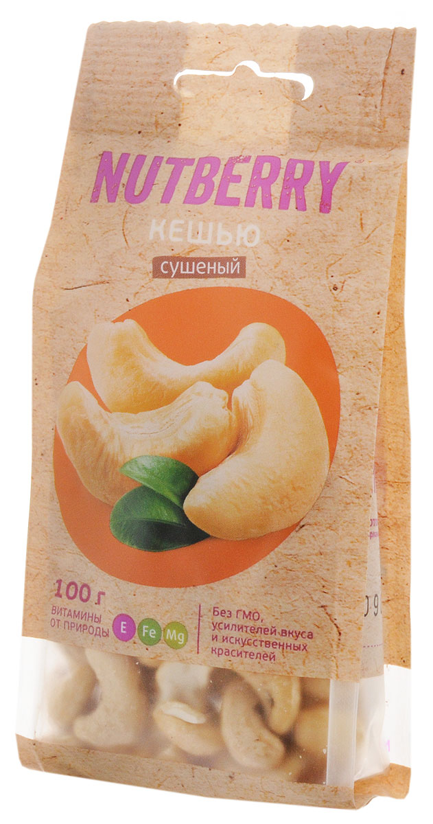 Nutberry кешью сушеный, 100 г0120710 Nutberry кешью сушеный, 100 г0120710Кешью - наименее калорийный орех, в нем содержится меньше жира, чем в других орехах. Благодаря полезным веществам содержащимся в этом орехе, он способствует снижению уровня холестерина в крови, укреплению иммунитета, обеспечению нормальной деятельности сердечно-сосудистой системы. Кешью жареный Nutberry - не содержит ГМО, усилителей вкуса и искусственных красителей.