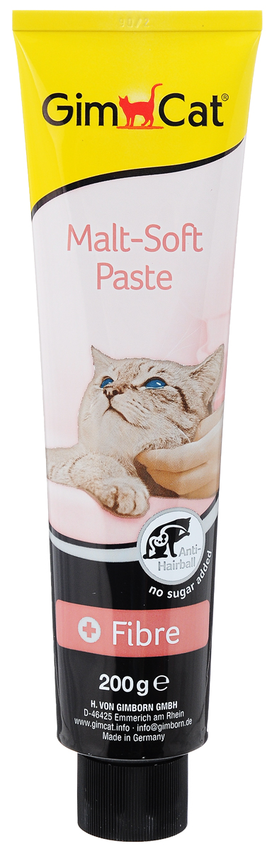 Паста для кошек GimCat Malt-Soft, 200 г4002064417110 Паста для кошек GimCat Malt-Soft, 200 г4002064417110Паста для кошек GimCat Malt-Soft способствует прохождению пищи, выводу проглоченной шерсти и неперевариваемых компонентов естественным путем. Паста содержит натуральный ароматный солод, растительное масло и балластные вещества. Без добавления сахара. Во время умывания кошки проглатывают большое количество своей шерсти, из-за чего в последствии в желудке животного могут образоваться волосяные шары (или трихобезоары). Естественно, ей необходимо каким- то образом избавиться от надоедливых комков. В противном случае, увеличивается вероятность возникновения ряда проблем со здоровьем, в том числе запоров. Иногда закупорка ЖКТ шерстяными комками может привести даже к смерти. Чаще всего кошки вынуждены избавляться от комков, срыгивая их. Очевидцы такого зрелища понимают, какой это болезненный и неприятный процесс. Товар сертифицирован.
