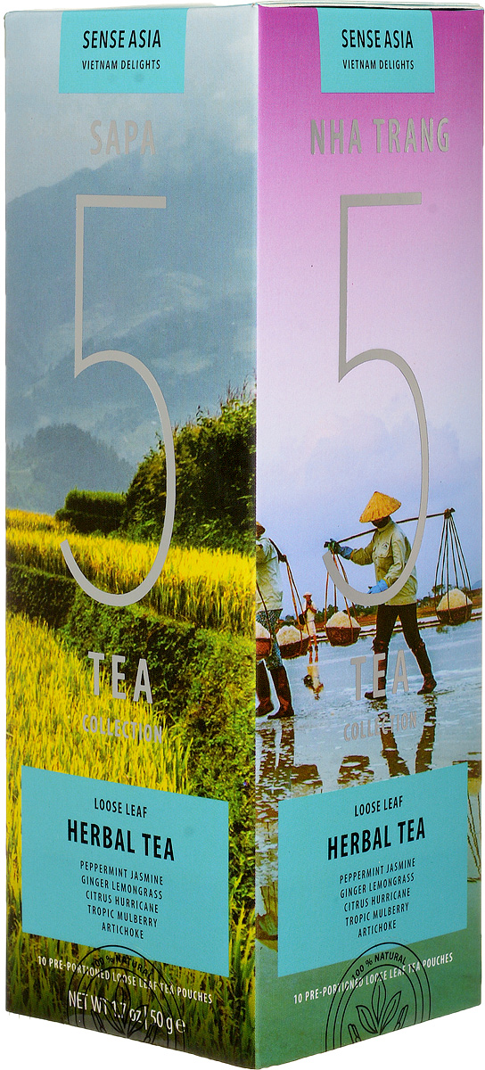 Sense Asia Vietnam Delights collection подарочный набор травяного чая 5 Herbal Tea, 75 г0120710 Sense Asia Vietnam Delights collection подарочный набор травяного чая 5 Herbal Tea, 75 г0120710Подарочный набор чая Sense Asia Vietnam Delights collection состоит из 5 видов травяного листового чая, по 3 стикера на каждый вид. Это своеобразный тестовый набор травяного вьетнамского чая для гурманов и начинающих ценителей.Каждый стикер внутри, имеет уникальную наклейку о стране, ее людях и самых знаменитых местах. Способ заваривания чая, для каждого вида индивидуален, для вашего удобства мы разместили на каждом стикере - способы приготовления чая.Подарочный набор чая Sense Asia Vietnam Delights collection состоит из бестселлеров мирового рынка: 5 видов травяного чая (Herbal Tea), Artichoke (Чай из цветков артишока), Tropic Mulberry (Тропическая Шелковица), Peppermint & Jasmine (Перечная мята и Жасмин, Ginger Lemongrass (Имбирь Лемонграсс), Citrus Hurricane (Цитрусовый Ураган.Уникальная упаковка – это три захватывающих панорамы самых живописных уголков Вьетнама: рисовые поля Сапы (знаменитое своими видами место на севера Вьетнама), соляные поля Ня Чанга (курортного города на юге страны), острова знаменитой бухты Халонг. Коллекция Vietnam Delights - лучший подарок для гурманов и начинающих ценителей чая!