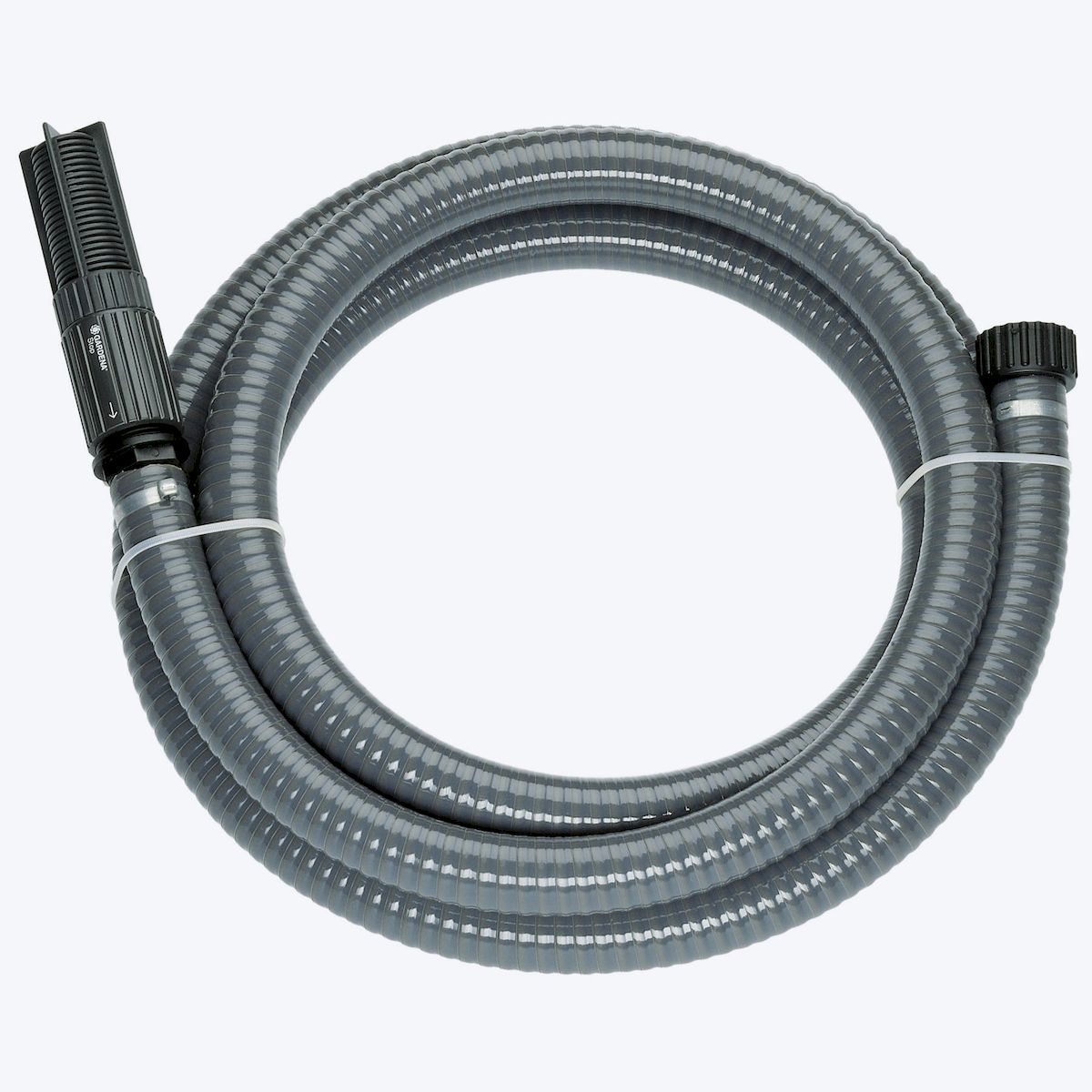 Gardena Шланг заборный с фильтром 7 м01418-20.000.00 Gardena Шланг заборный с фильтром 7 м01418-20.000.00Шланг заборный с фильтром, спиральный, готов к подключению. С фильтрорм и обратным клапаном. Длина 7 м.