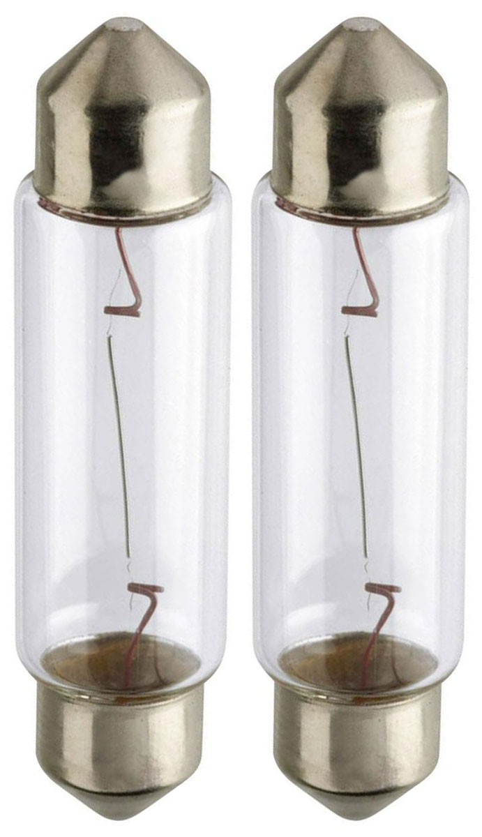Лампа автомобильная Philips Vision, для салона, цоколь Festoon T10,5x43 (SV8.5), 12V, 10W, 2 шт12866B2 (бл.) Лампа автомобильная Philips Vision, для салона, цоколь Festoon T10,5x43 (SV8.5), 12V, 10W, 2 шт12866B2 (бл.)Автомобильная лампа Philips Vision изготовлена из запатентованного кварцевого стекла с УФ- фильтром Philips Quartz Glass. Кварцевое стекло в отличие от обычного стекла выдерживает гораздо большее давление и больший перепад температур. При попадании влаги на работающую лампу, лампа не взрывается и продолжает работать. Лампа Philips Vision производит на 30% больше света по сравнению со стандартной лампой, благодаря чему стоп-сигналы или указатели поворота будут заметны с большего расстояния. Лампа Philips Vision отличается высокой эффективностью, соответствуя всем современным требованиям.