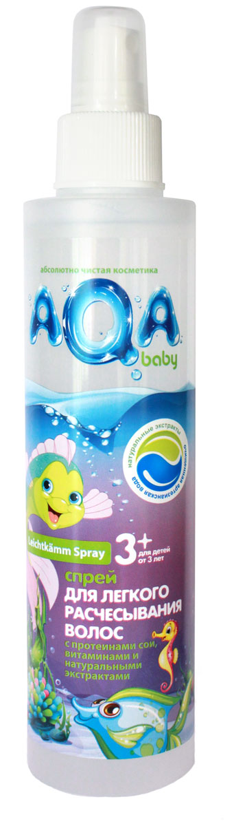 AQA baby Спрей для легкого расчесывания волос 200 мл02012402 AQA baby Спрей для легкого расчесывания волос 200 мл02012402АКТИВНЫЕ КОМПОНЕНТЫ: Протеины сои – укрепляют, насыщают волосы белками и аминокислотами, позволяют облегчить расчесывание волос. Витамины и натуральные экстракты розы, фиалки, ромашки, эхинацеи - обеспечивают нежный уход за кожей головы и волосами. Обладают смягчающими и питательными свойствами. Усиливают природный блеск детских волос. БЕЗОПАСНОСТЬ: Без силиконов Гипоаллергенен. Используется с 3-х лет. СОЧЕТАНИЕ: Можно применять после Детского шампуня для длинных и непослушных волос. Товар сертифицирован.
